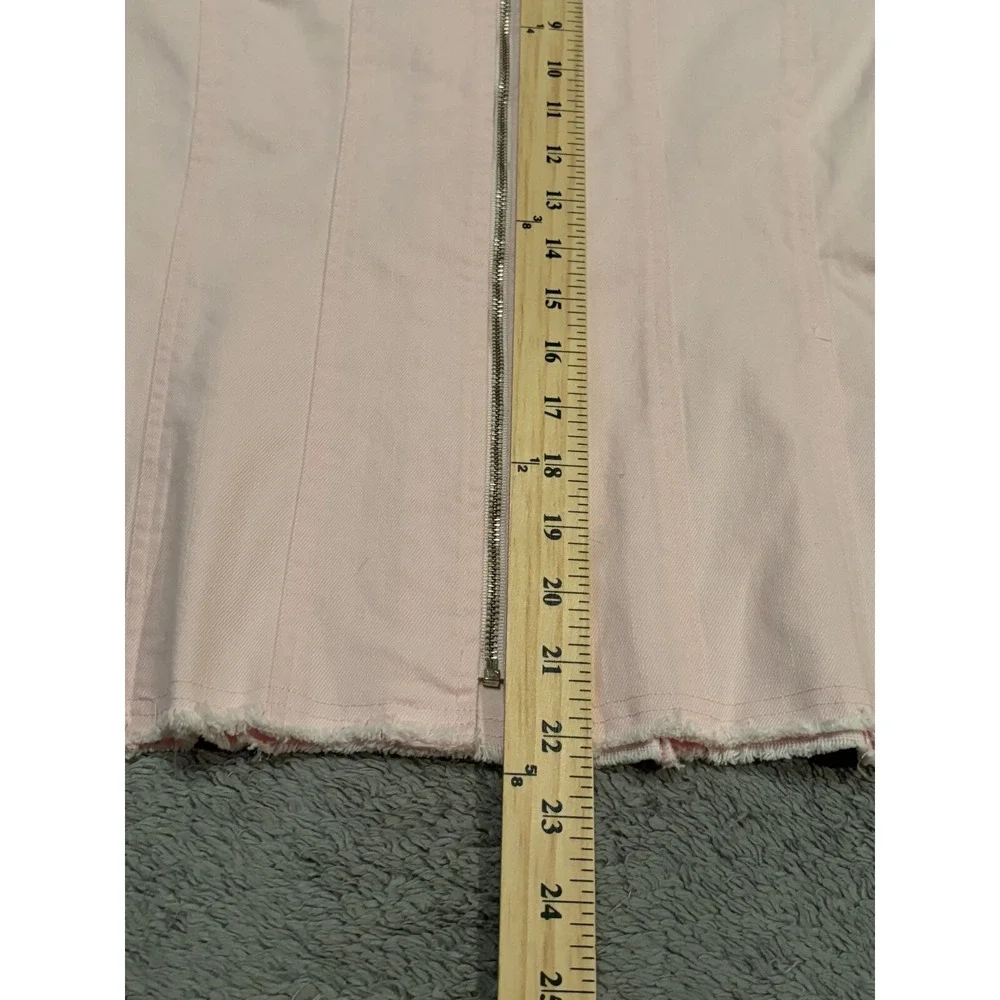 Elliot Lauren Jacket Womens 4 Pink Denim Full Zip Raw Hem Coat Preppy